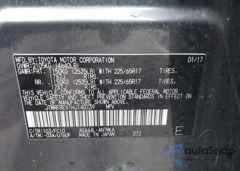 2017 Toyota Rav4 Xle z USA, uszkodzony, nr VIN JTMRFREV1HJ140739